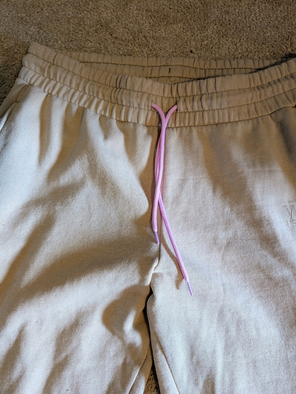 Disney Winnie The Pooh Cream Embroidered Jogger Sweatpants with Pink Drawstring - Picture 2 of 6